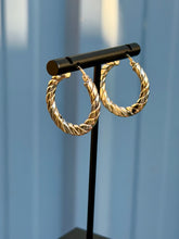 Load image into Gallery viewer, 10K Tri-Gold Hoops