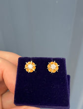 Load image into Gallery viewer, 14K Diamond Flower Earrings
