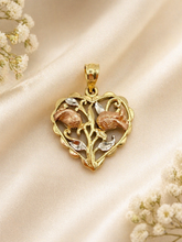 Load image into Gallery viewer, 14K Heart Rose Pendant