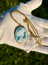 Load image into Gallery viewer, 18K Blue Agate Cameo
