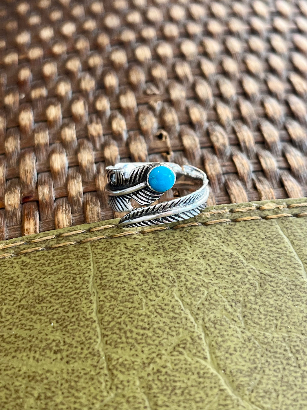 SS Turquoise Feather Ring