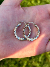 Load image into Gallery viewer, 10K Tri-Gold Hoops
