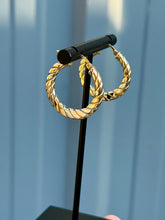 Load image into Gallery viewer, 10K Tri-Gold Hoops
