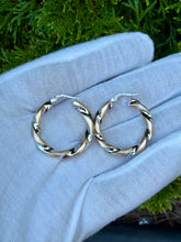 Load image into Gallery viewer, 14K Two Tone Twisted Hoop Earring
