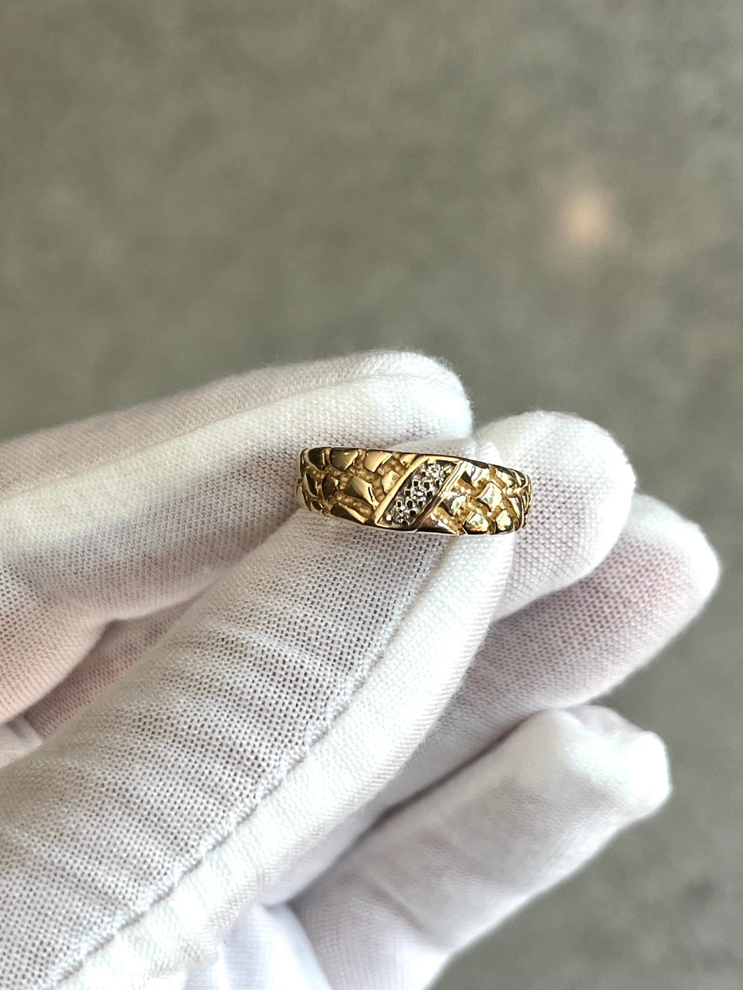 14K Nugget Diamond Ring