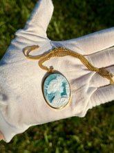 Load image into Gallery viewer, 18K Blue Agate Cameo

