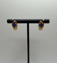 Load image into Gallery viewer, 10K Sapphire &amp; Diamond Earrings
