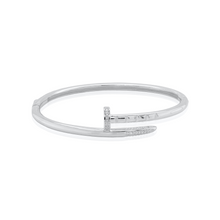 Load image into Gallery viewer, 925 Designer Inspired CZ Nail Open Bangle
