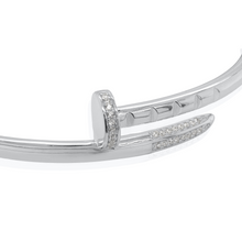 Load image into Gallery viewer, 925 Designer Inspired CZ Nail Open Bangle
