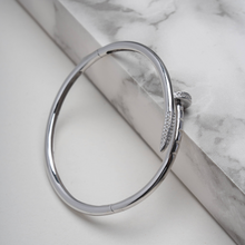Load image into Gallery viewer, 925 Designer Inspired CZ Nail Open Bangle
