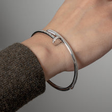Load image into Gallery viewer, 925 Designer Inspired CZ Nail Open Bangle
