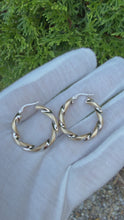 Load and play video in Gallery viewer, 14K Two Tone Twisted Hoop Earring

